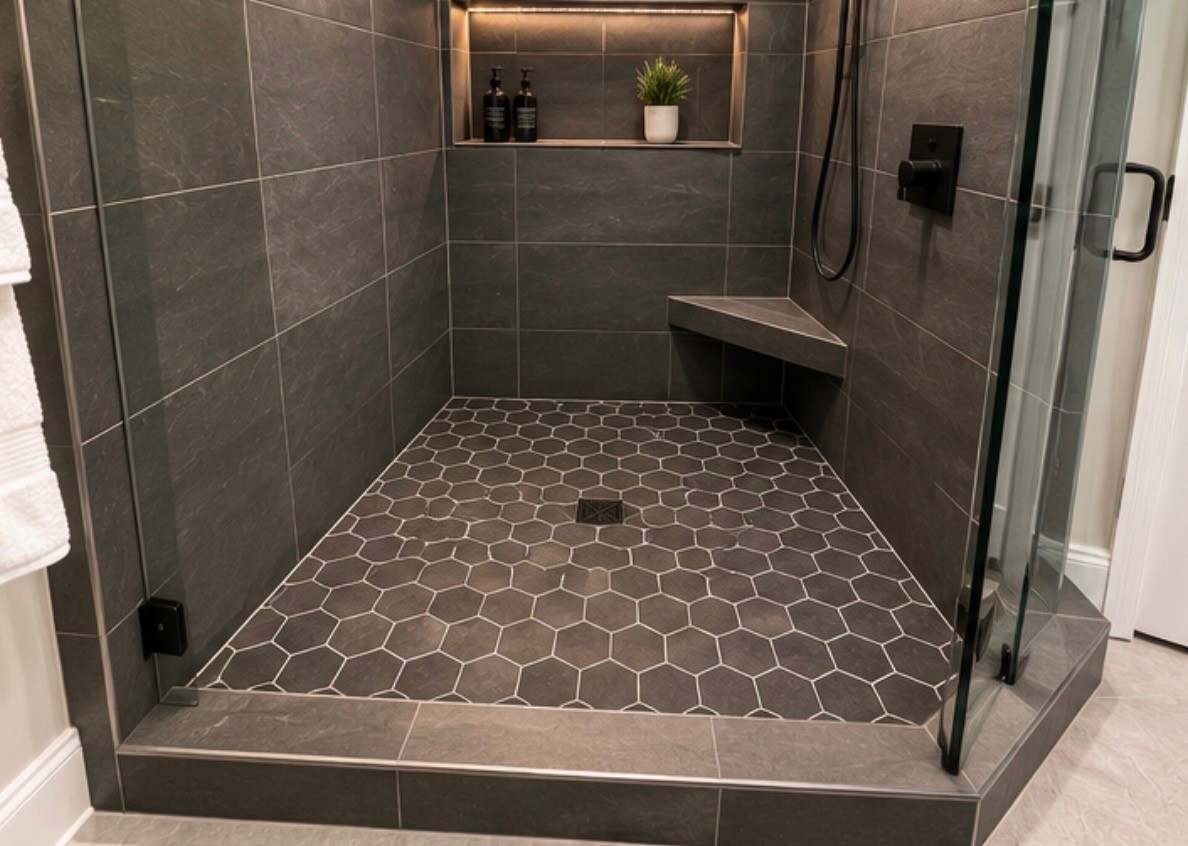 Tile installation and patterned floor