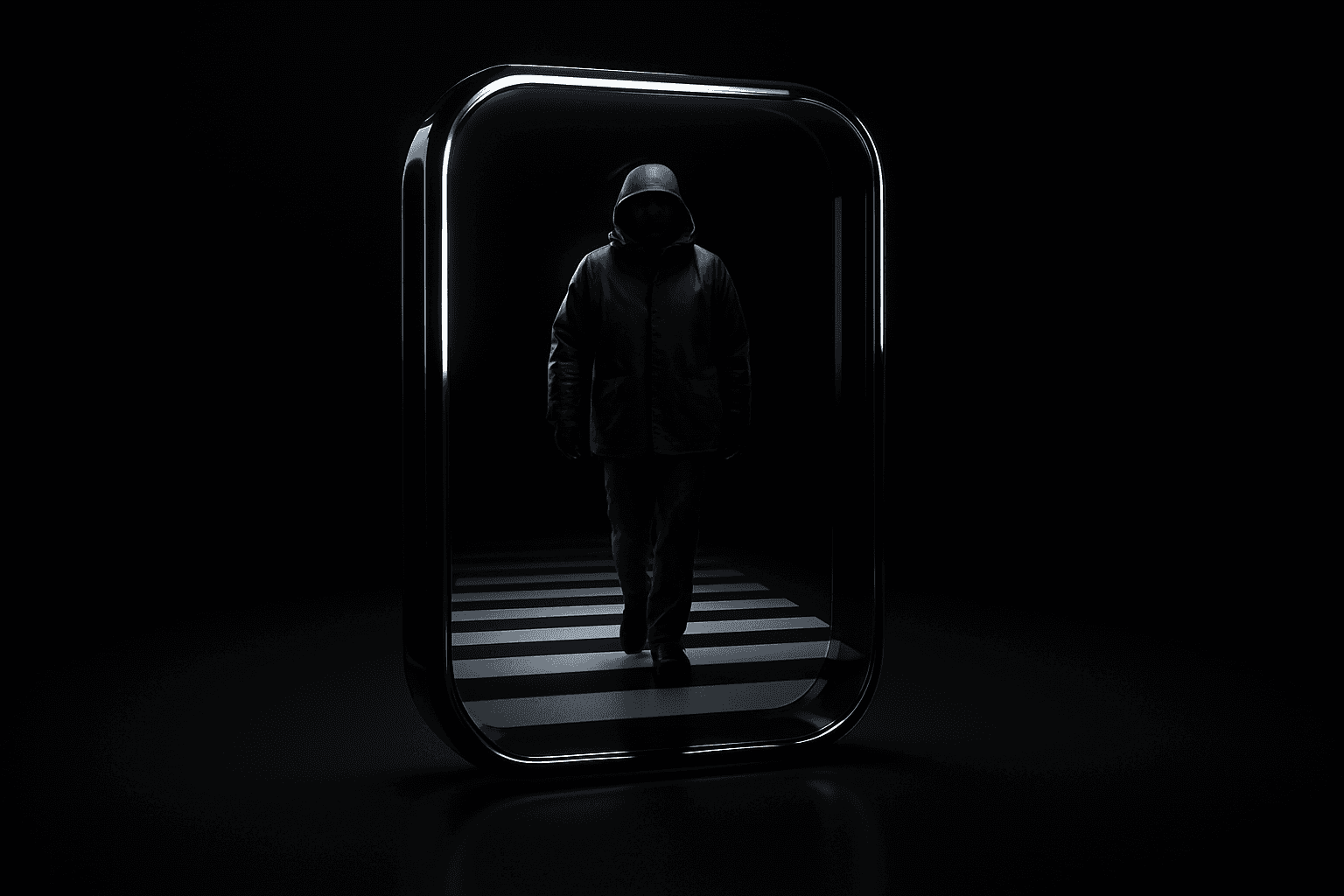 Woman reflected in a truck's side mirror