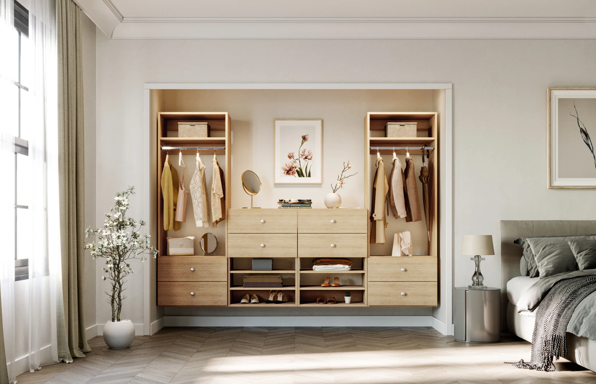 white and brown kitchen cabinet