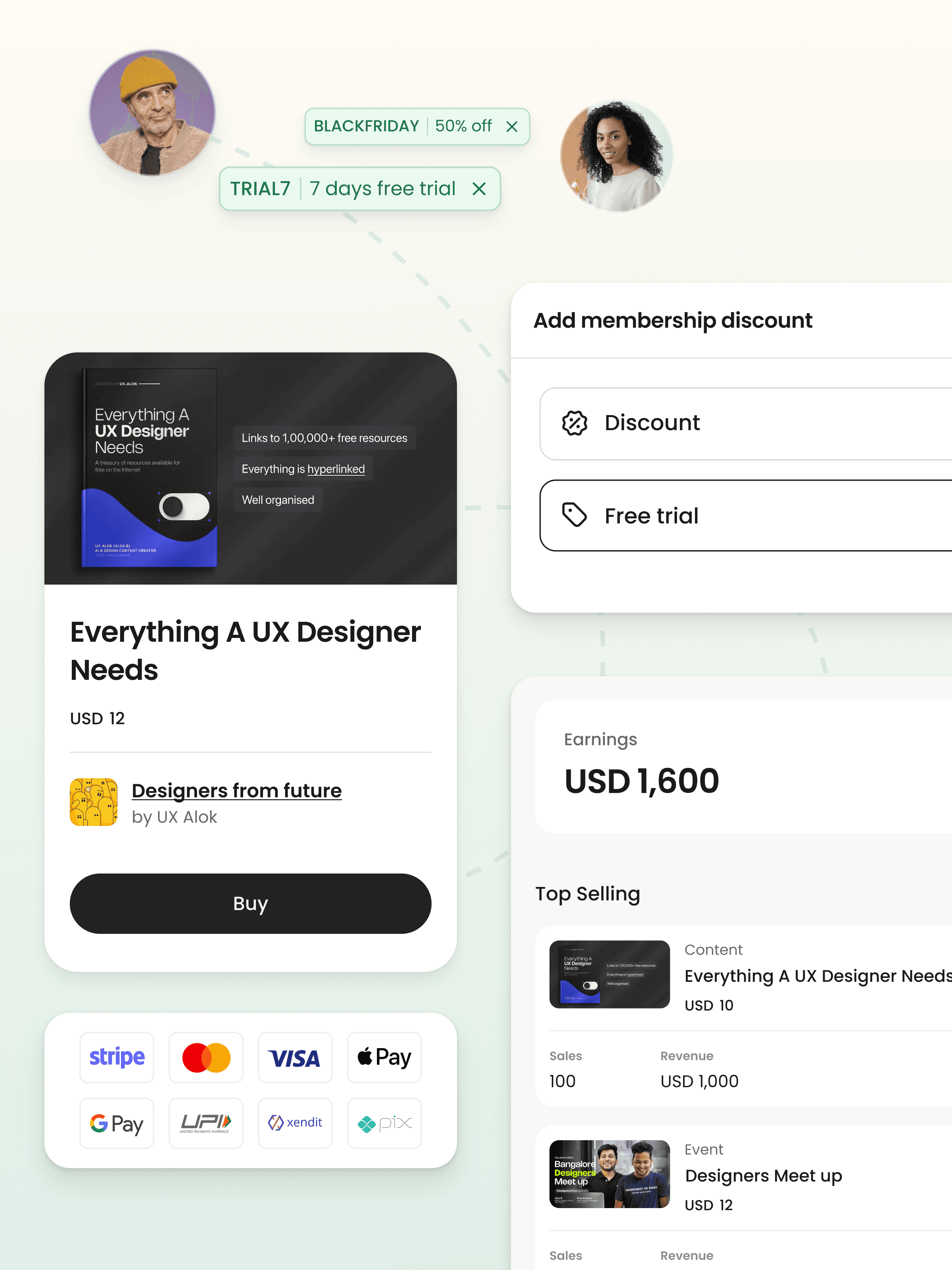 Screenshot of a messenger app with a notification for an upcoming workshop on designing with AI, organized by the Developer Club. The workshop is expecting 102 registered attendees.