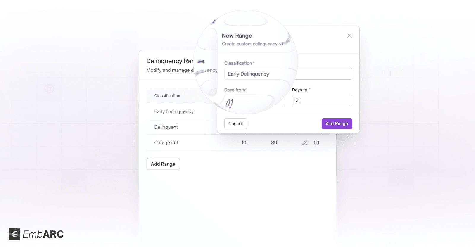 EmbARC LMS Enhancements - Delinquency Bucket Editor