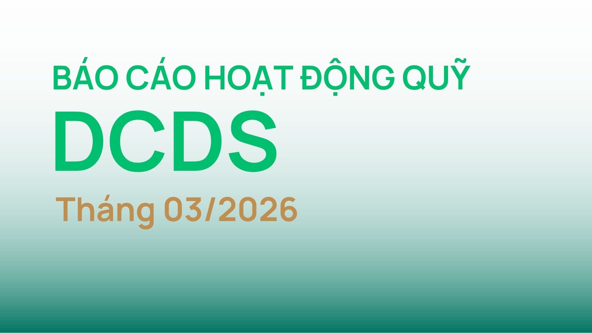 Báo cáo danh mục và hoạt động tháng 3 năm 2026 quỹ cổ phiếu DCDS