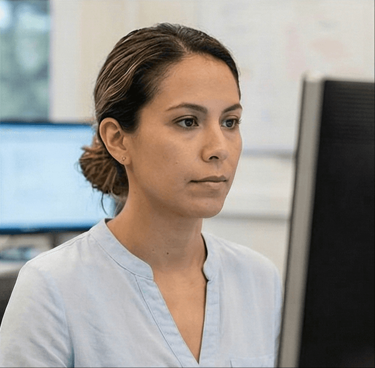 學術研究人員在完善NotebookLM思維導圖以進行分析的肖像。