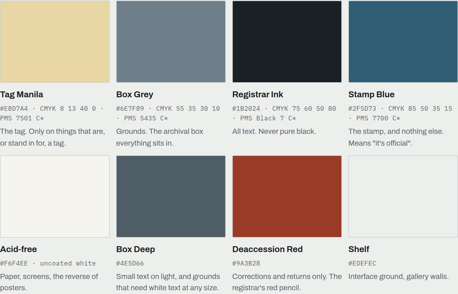 KEPT colour palette with print starting points.