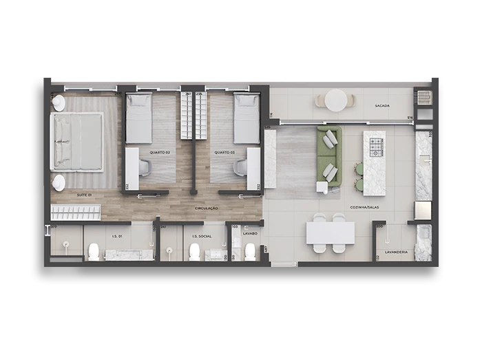 Planta do apartamento Tipo 303 — Porto Alto