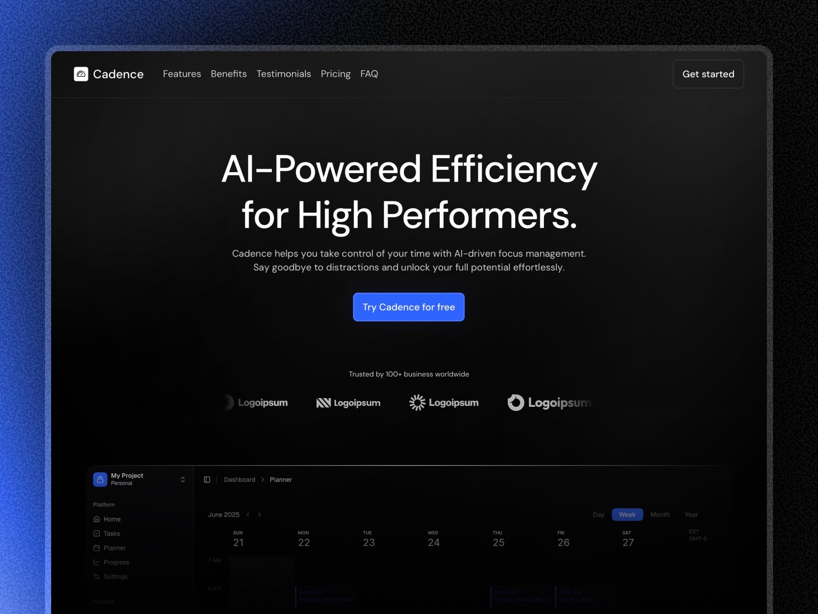 Cadence — 极简现代 SaaS 产品官网设计灵感