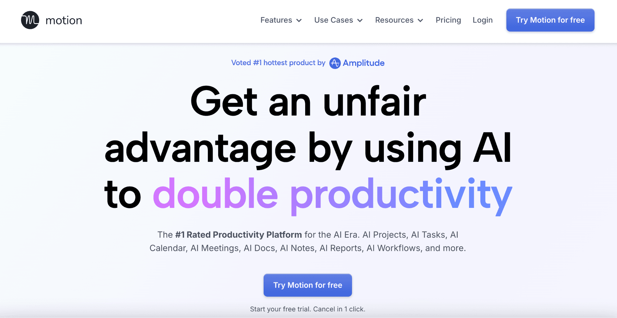 Motion AI scheduling homepage