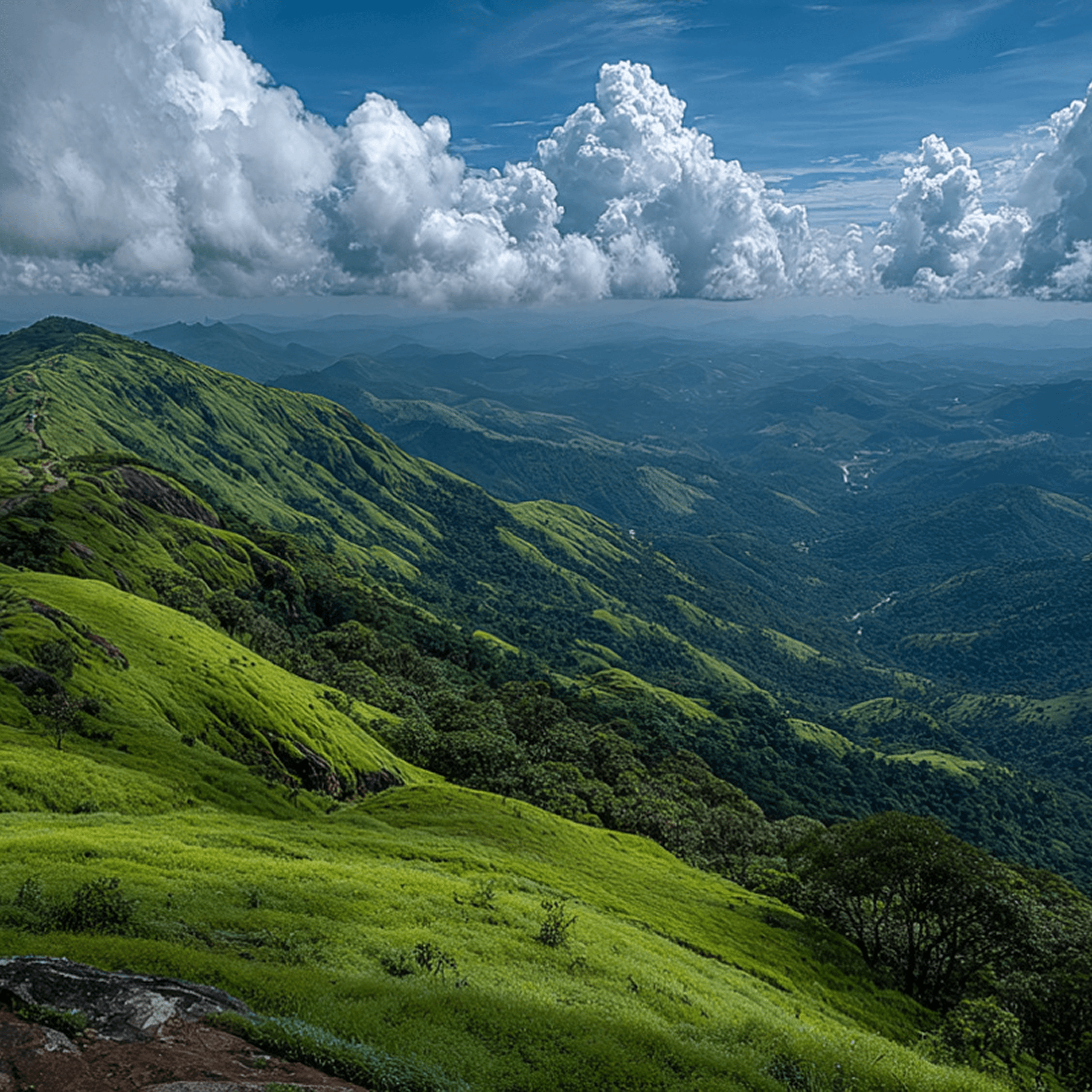 Solar panels in a large renewable energy farm under a bright, partly cloudy sky during sunset.