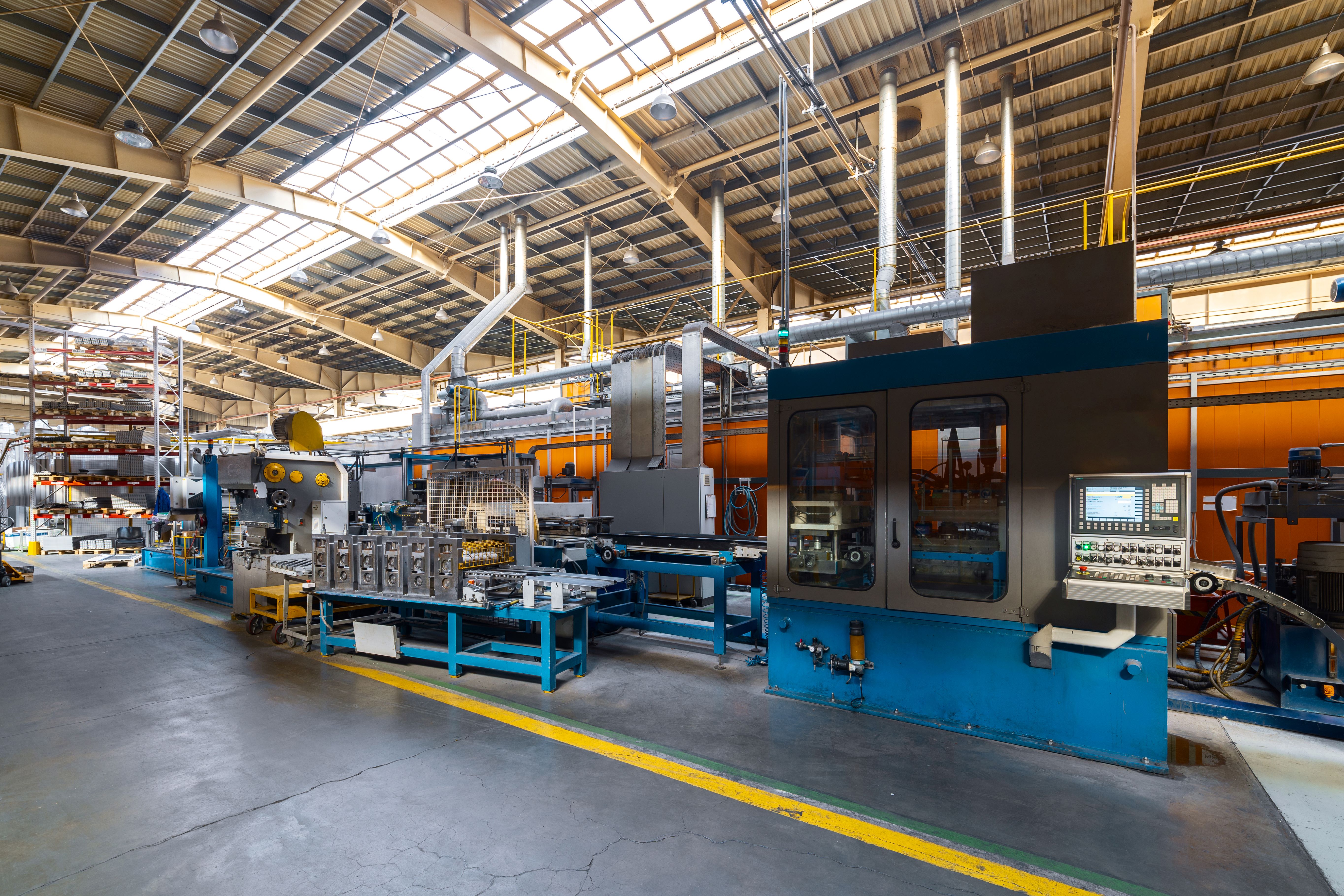 Automated assembly line in a commercial manufacturing facility