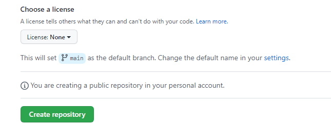 Creating your repository in GitHub