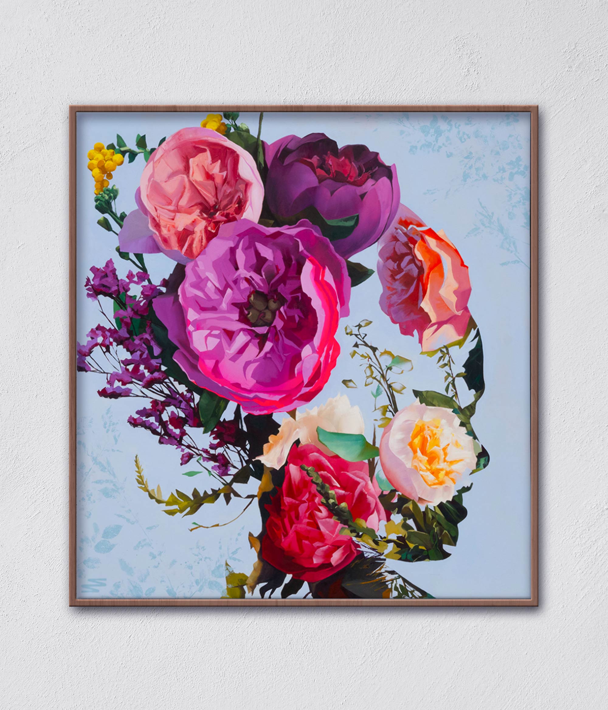 An abstract depiction of flowers creating a vibrant portrait
