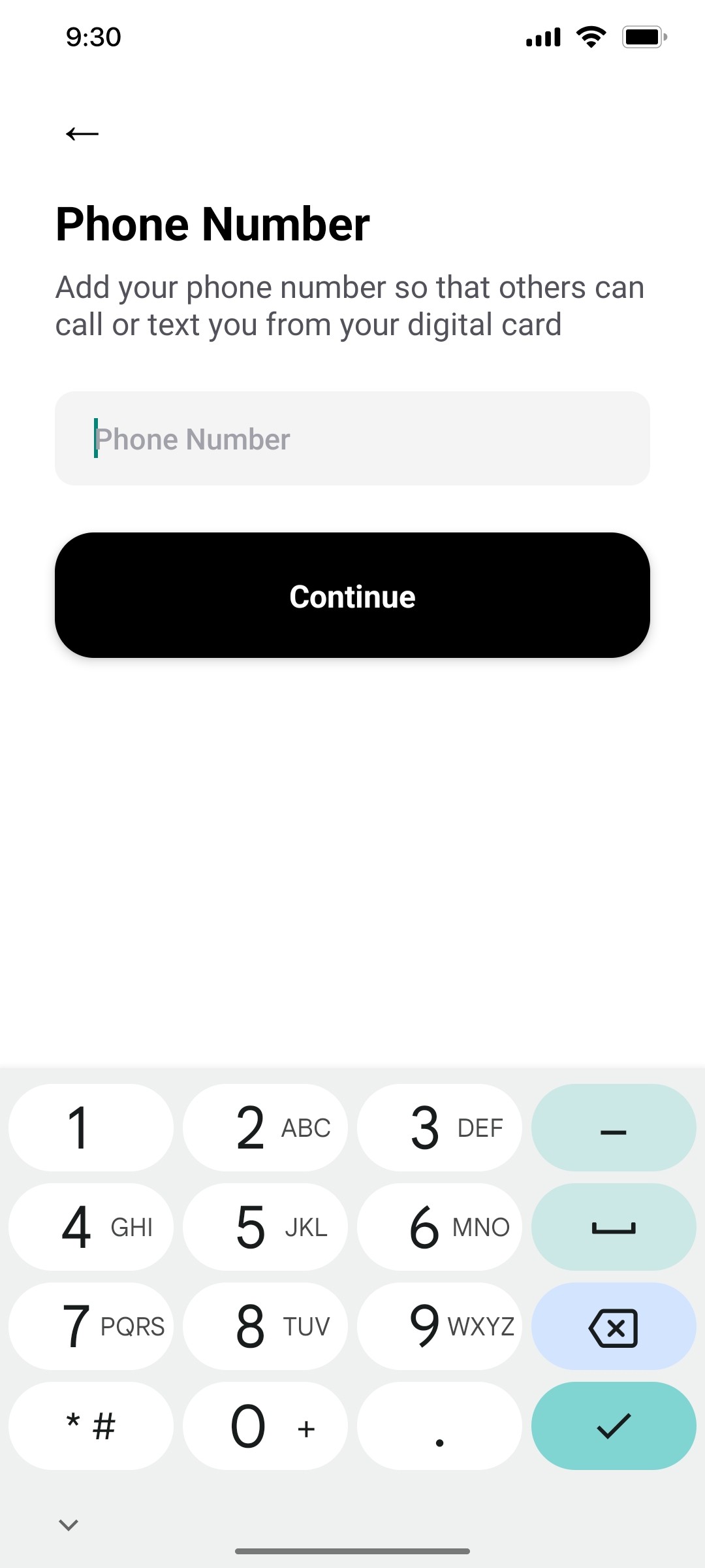 Popl Phone Number Screen