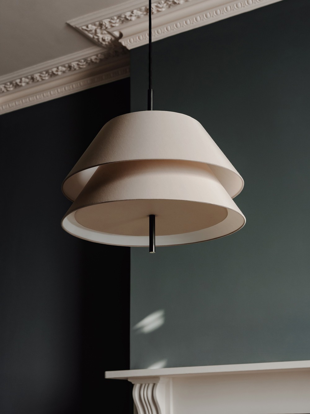 Kobi pendant light – honed marble base with double-shade design for diffused, layered lighting