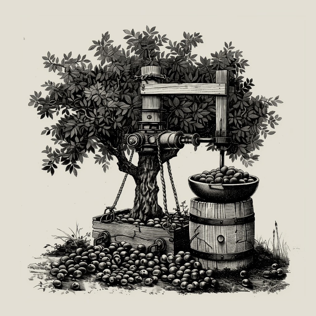 Fortuna Olive Oil Illustration Olive Oil Press