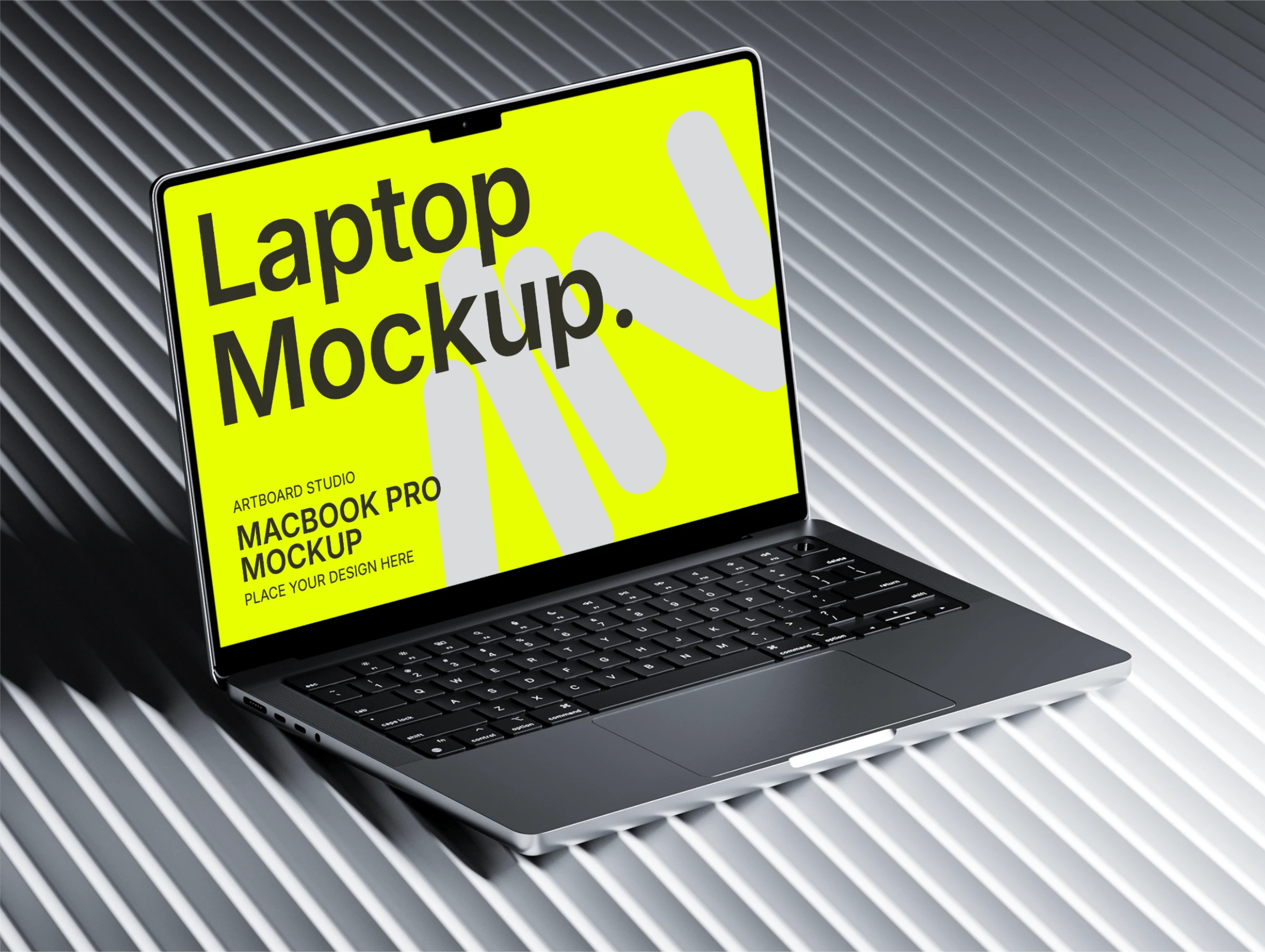 MacBook laptop screen mockup on an abstract ground