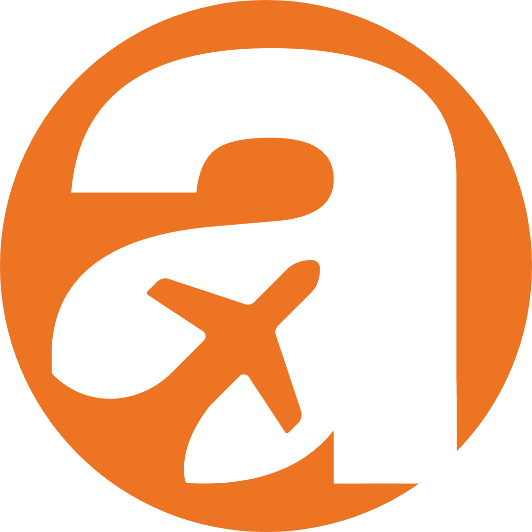 A white icon on an orange background