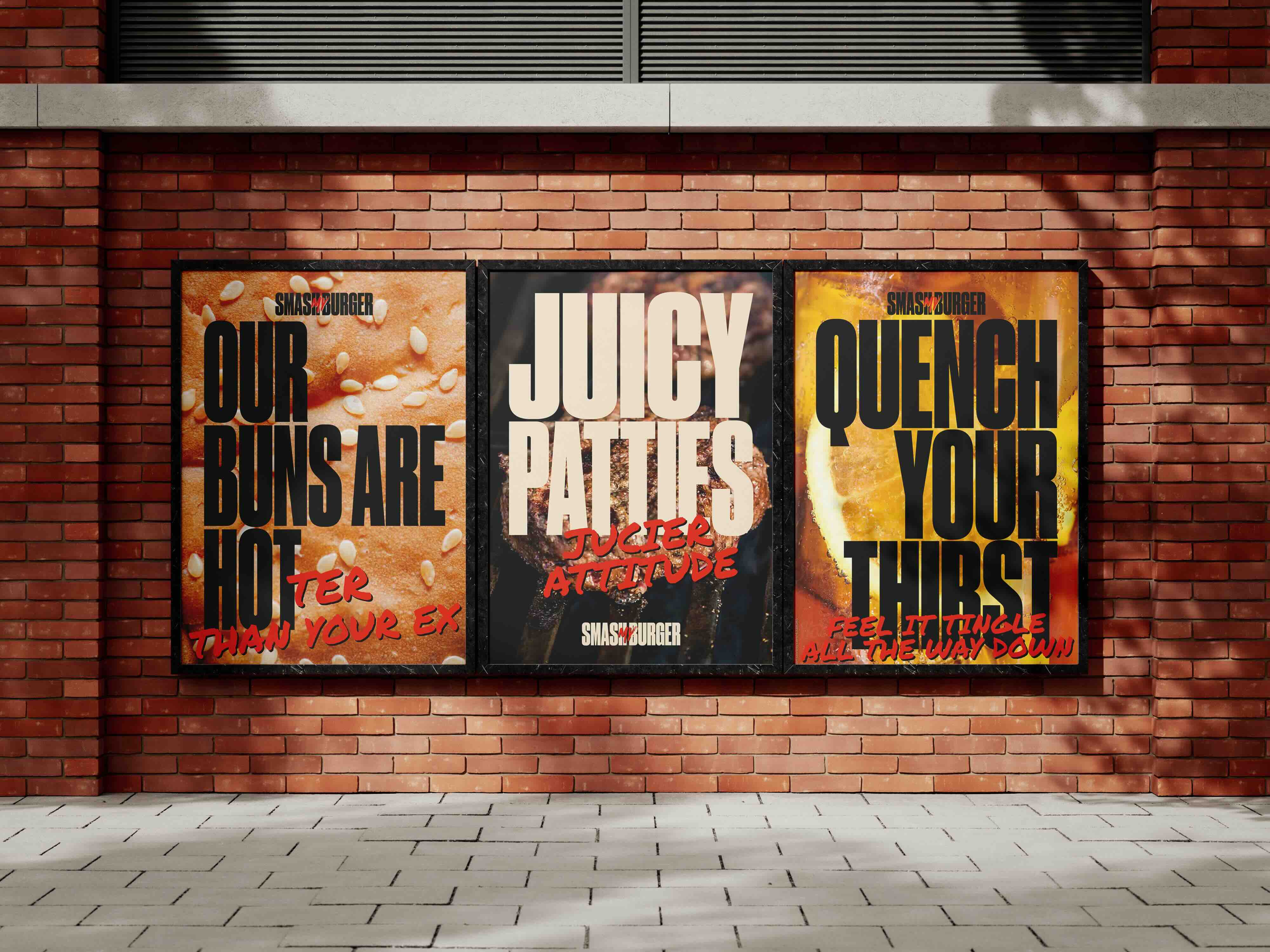 Branded out of home sign for fast food restaurant Smash My Burger