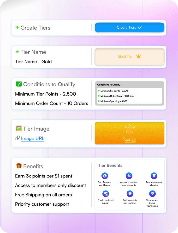 An interface in CXForge Loyalty platform where tier rules/logics are setup