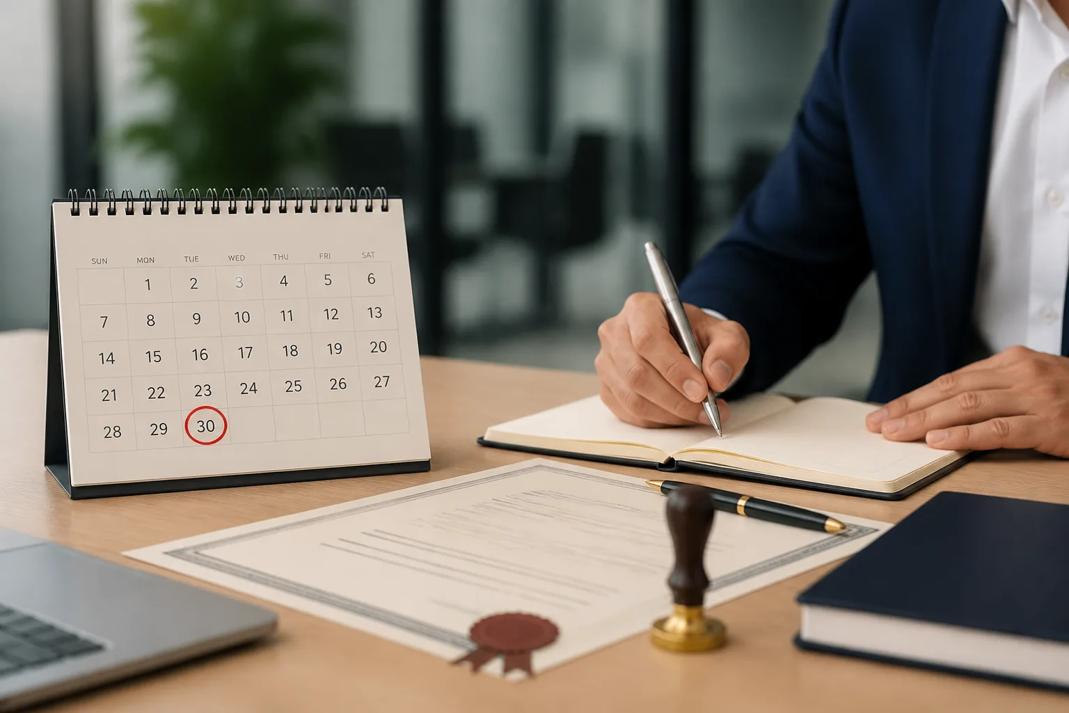 First 30 Days After Company Formation in Dubai beside a Dubai trade license document and