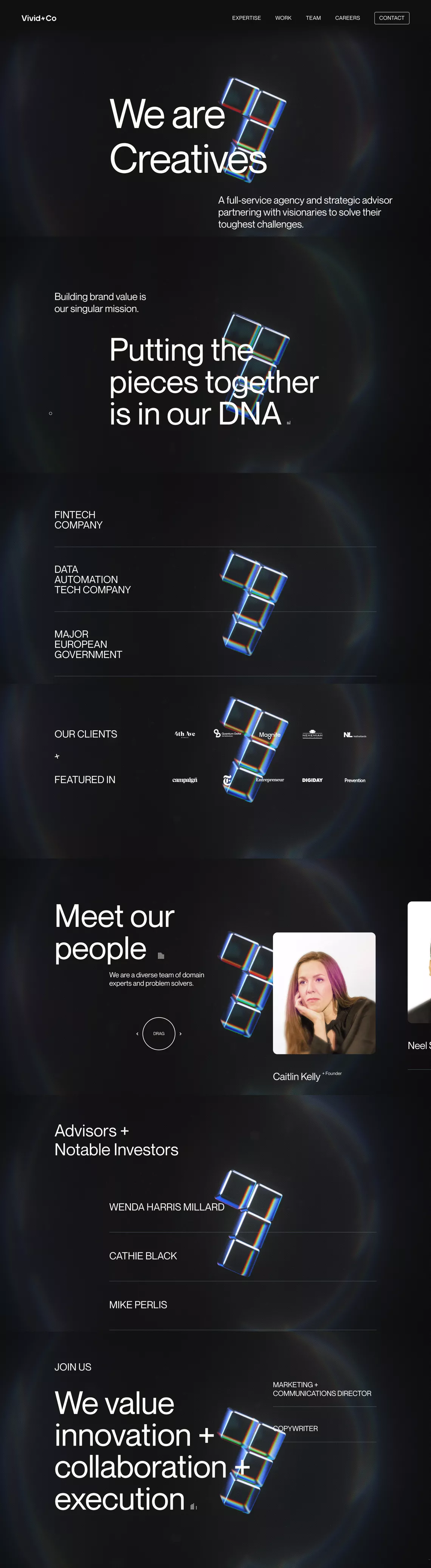 Vivid+Co portfolio page screenshot showcasing Design and Tech design