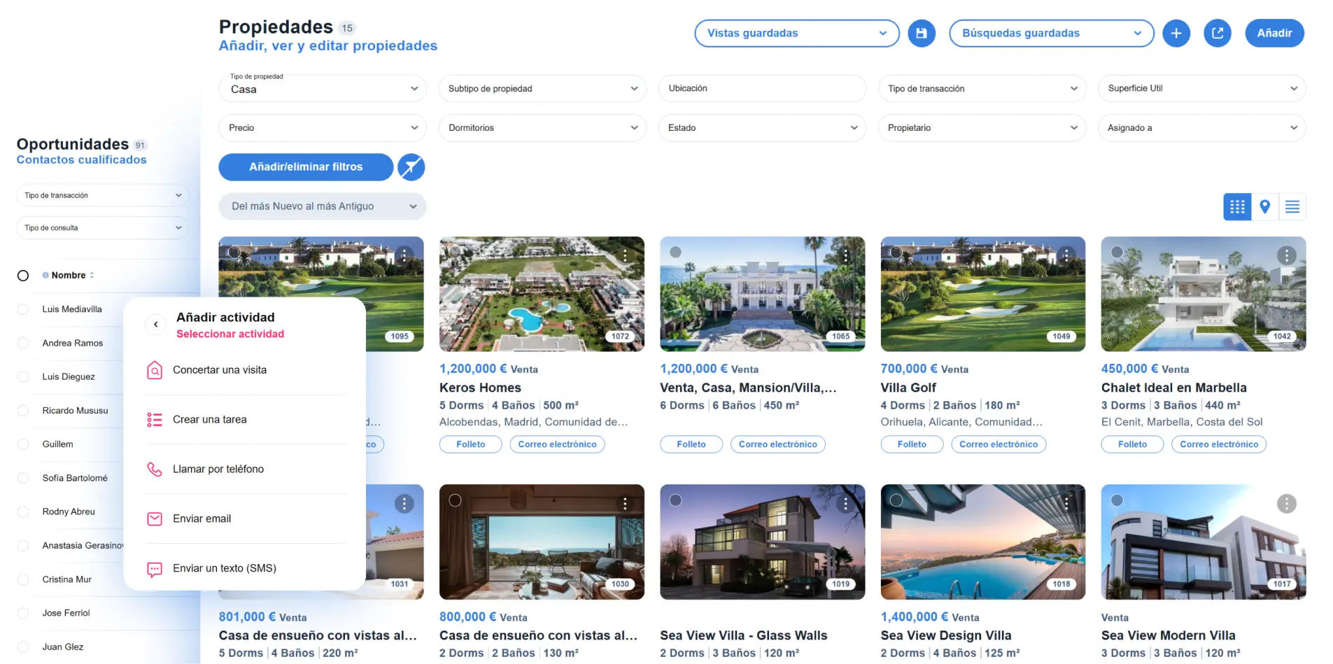 Qobrix CRM Activities Leads Properties