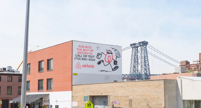 air bnb banner on an apartments building