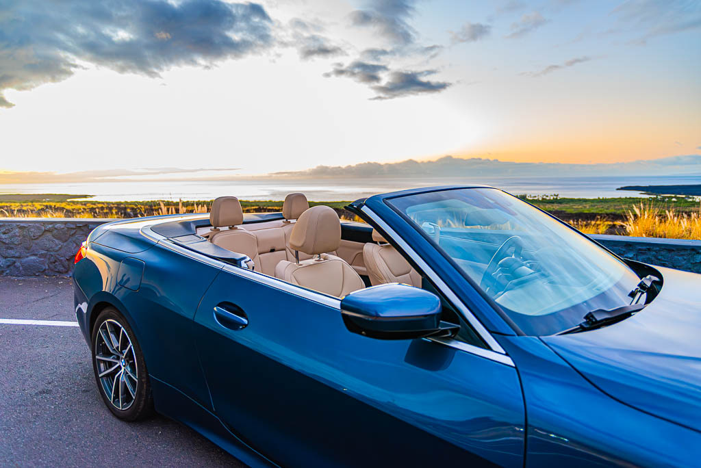 Blue BMW 430i for rent in Hawaii