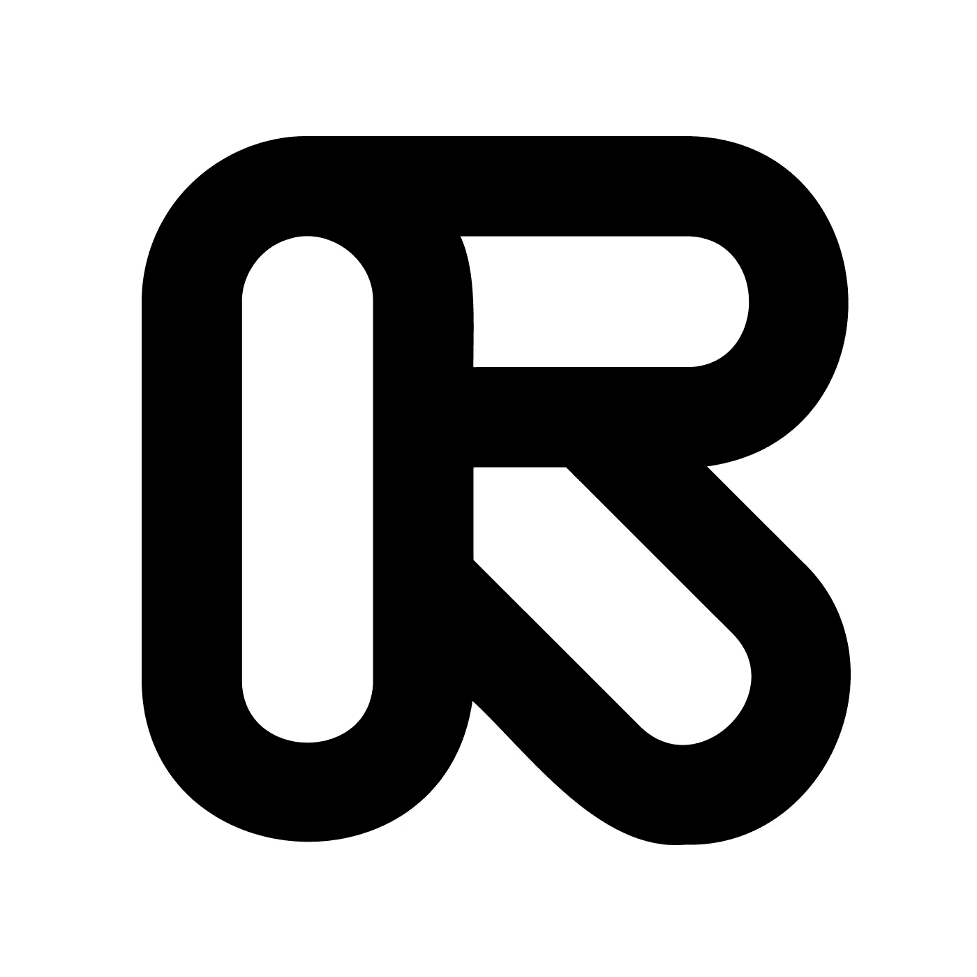 A diagonal arrow that resembles an R