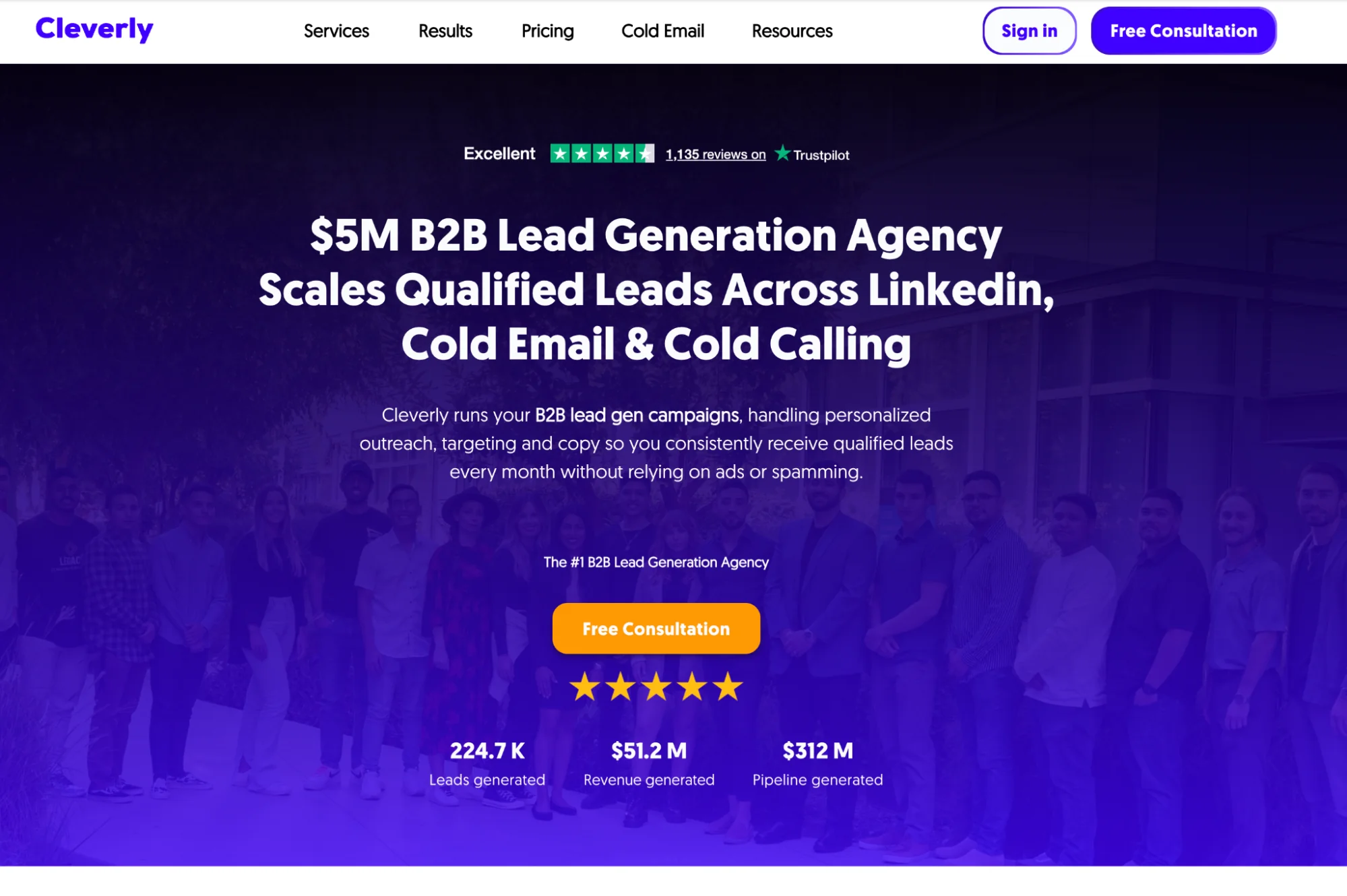 Cleverly homepage: LinkedIn lead generation agency