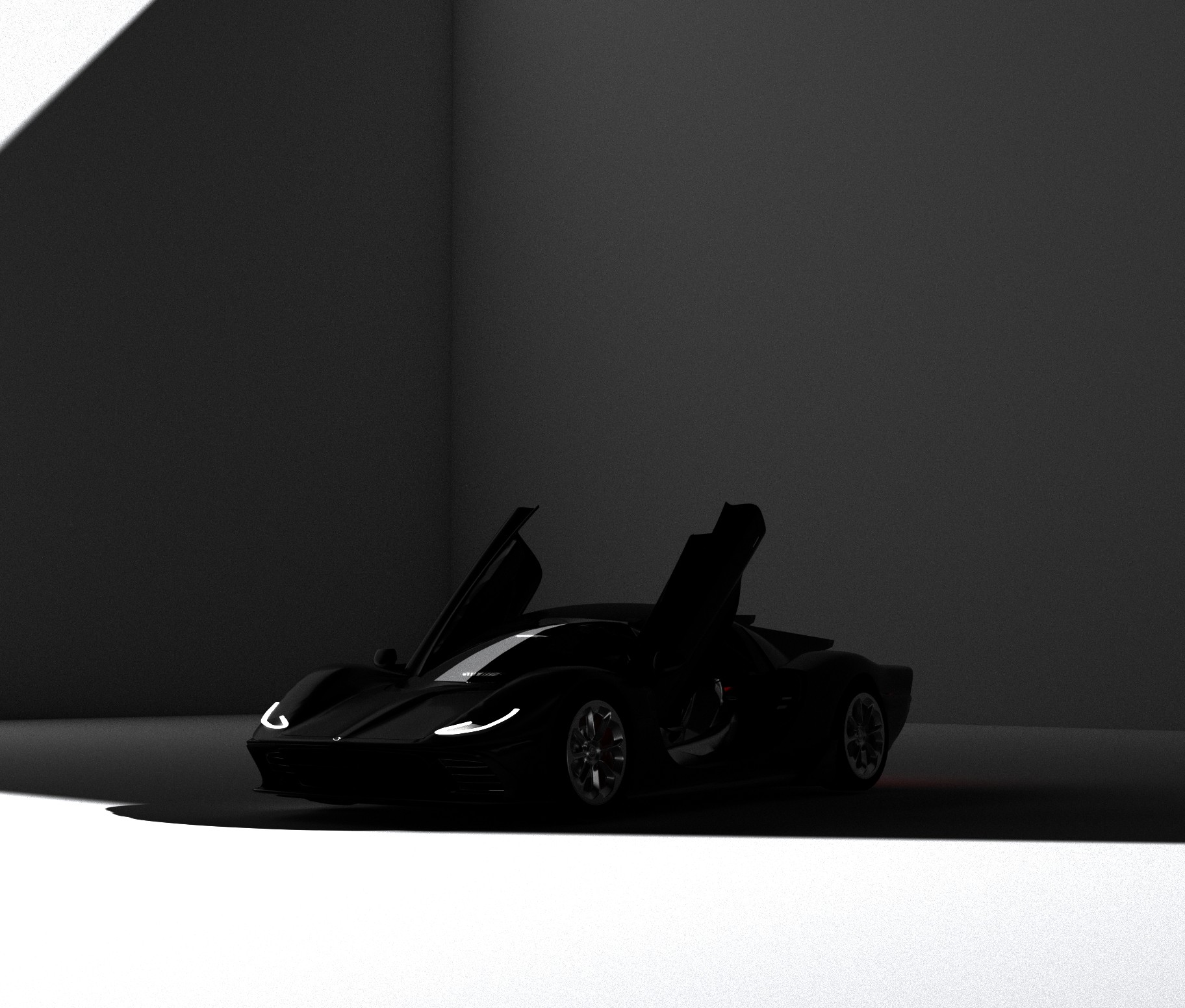 Batman spec supercar boutin Belharra 3/4 views doors opened