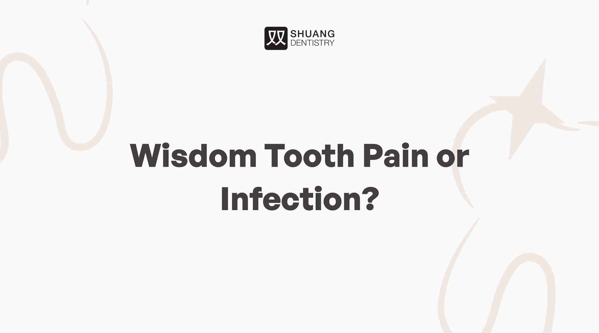 The image features a dental clinic promotional banner with the text "Wisdom Tooth Pain or Infection?" and logos of various healthcare programs, emphasizing services related to wisdom tooth pain and infected wisdom teeth.