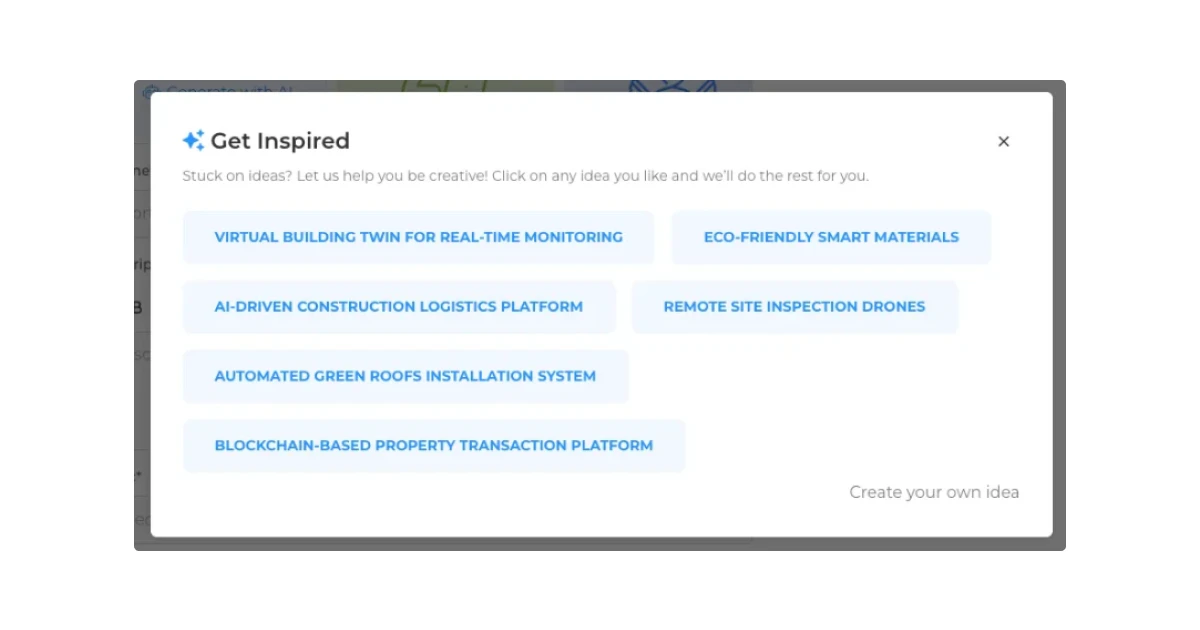 Screenshot of the 'Inspire Feature' from the rready platform