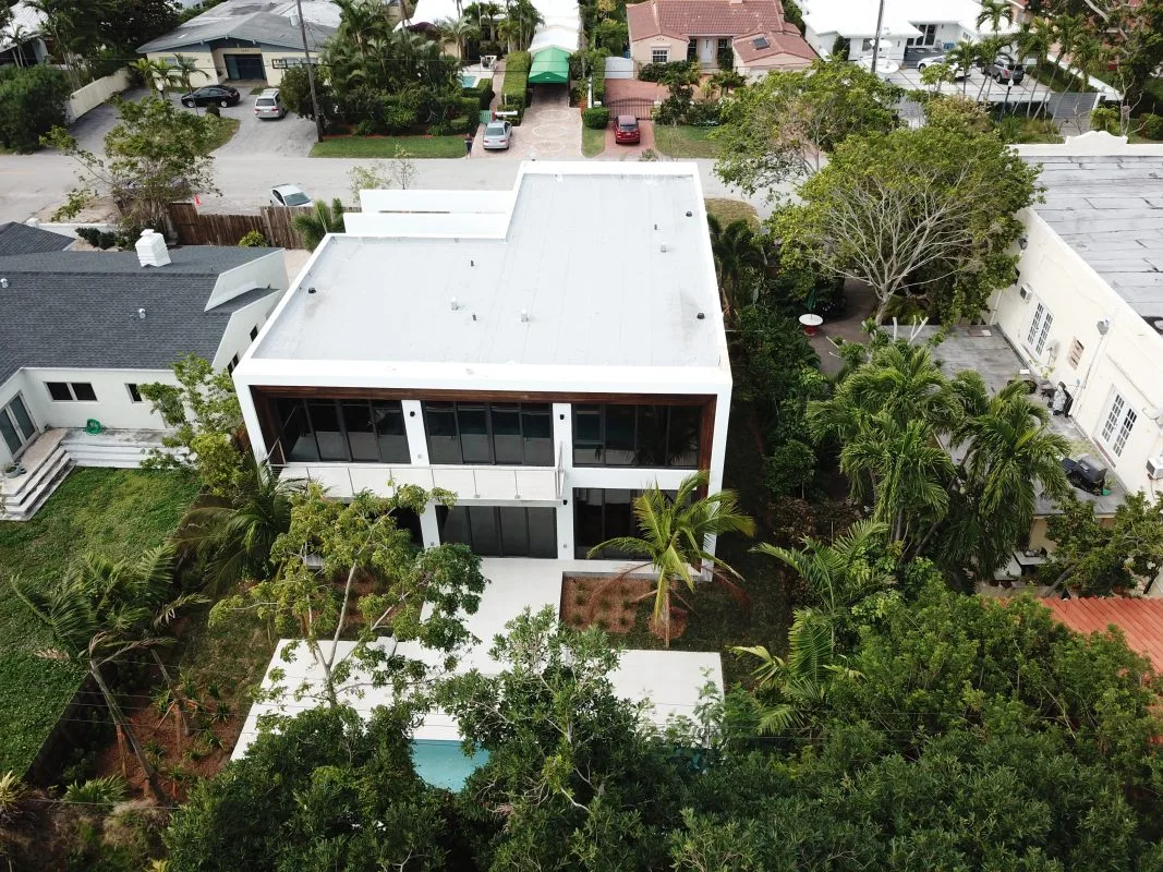 Aerial view of modern residential architecture project in Miami Beach by Atelier International LLC