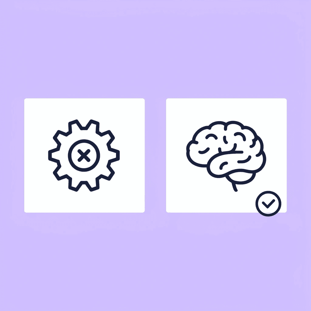 Before and after comparison showing basic automation versus intelligent AI-powered automation
