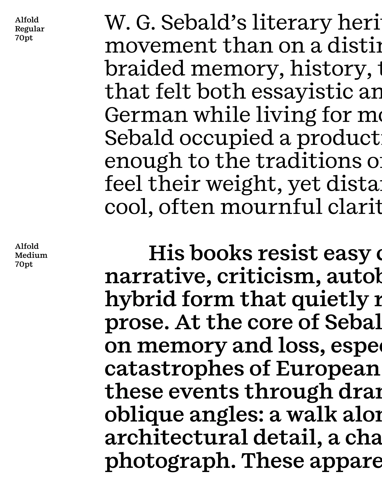 Alfold font family in text