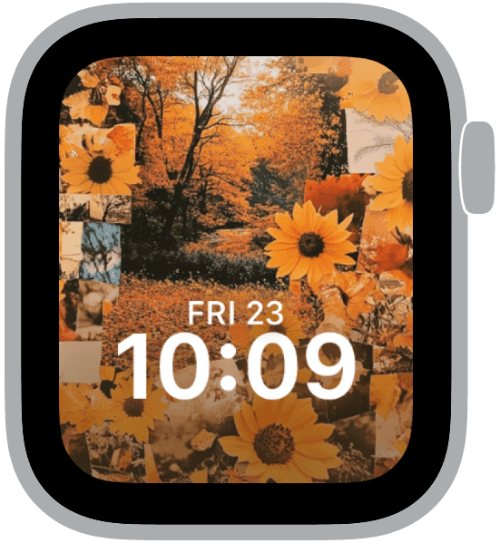 an apple watch face from the fall collage collection