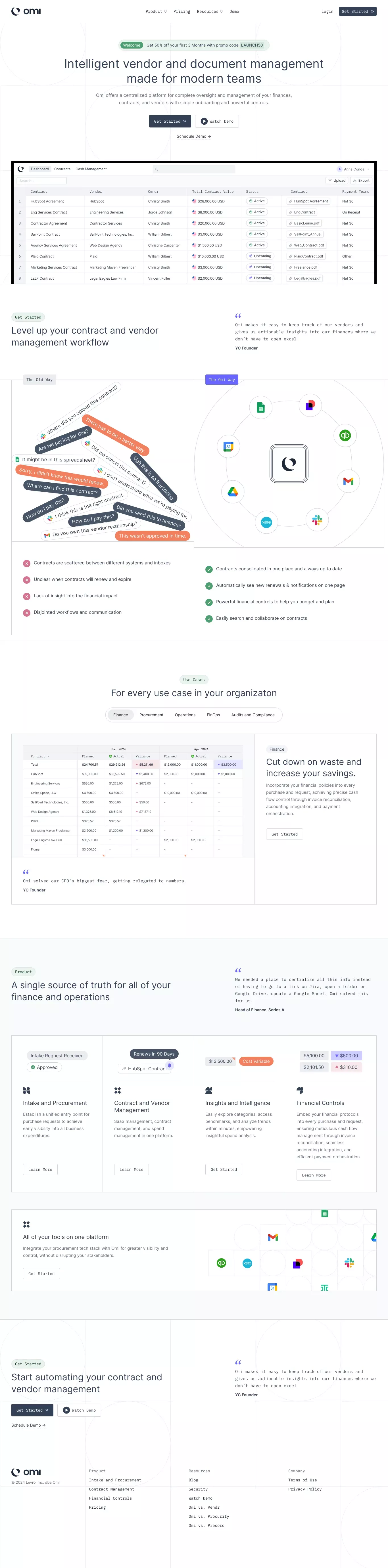 Omi landing page screenshot showcasing Tech design