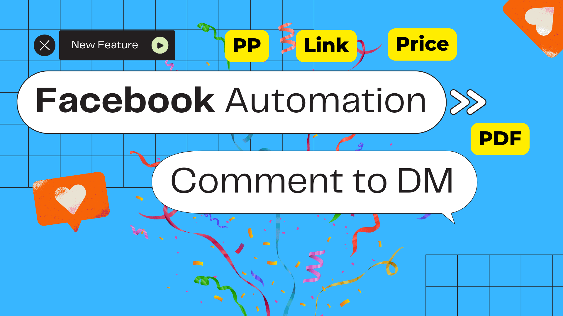 InstantDM Facebook and Instagram integration, showing connected logos and automatic comment-to-DM messages flying from a smartphone screen.