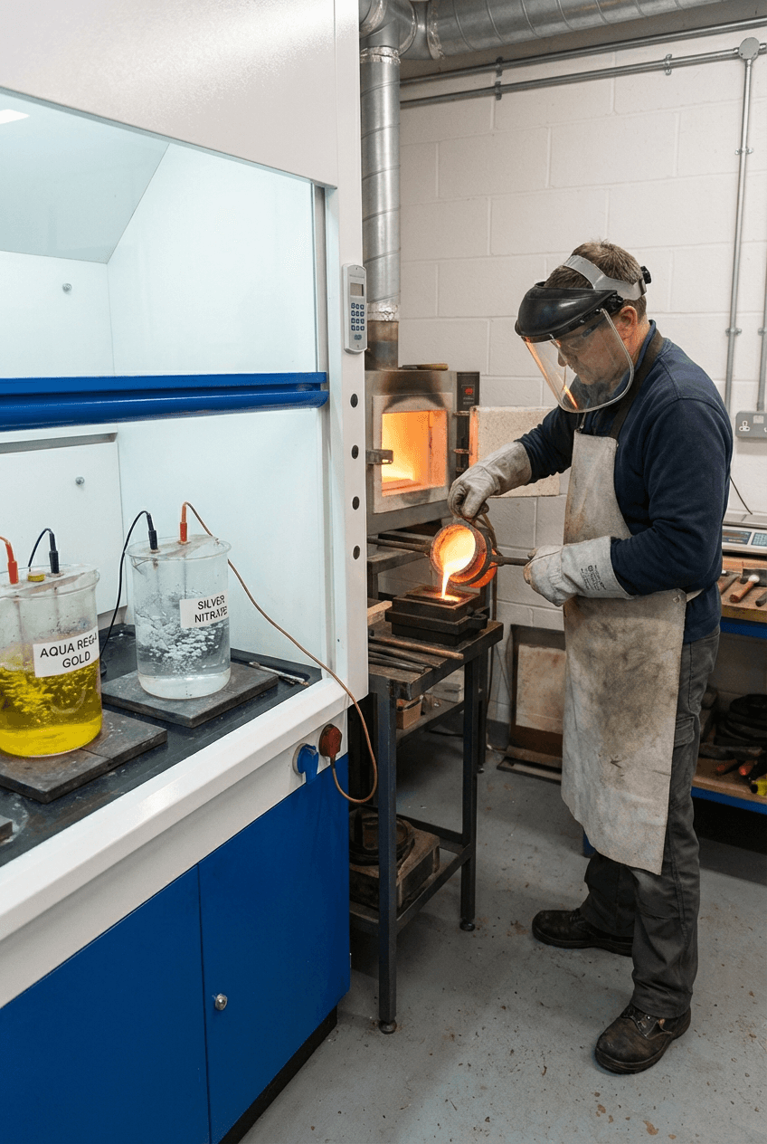 Minimalist entryway with curved walls, pampas grass, and a neutral bench under soft natural light.