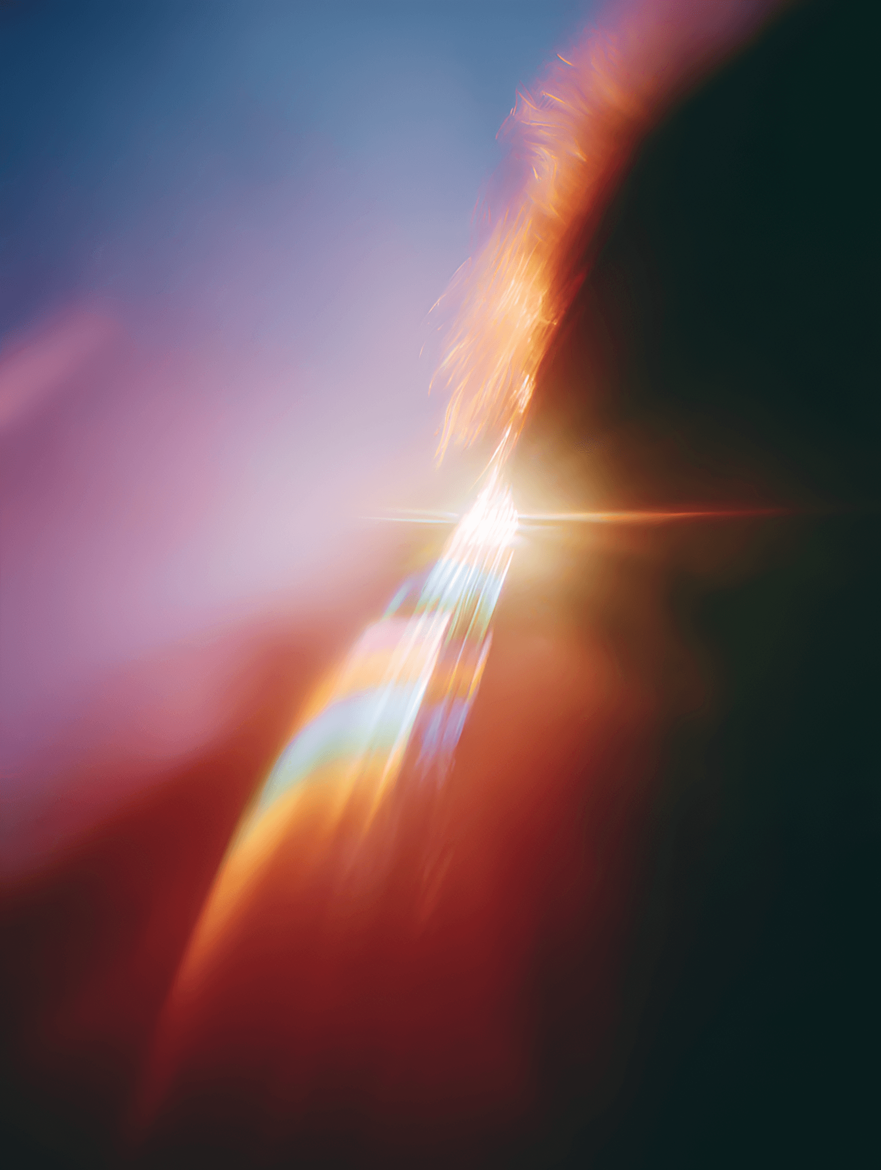 Light streak through a corridor with warm orange glow, dramatic perspective.