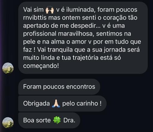 Print de depoimento de paciente sobre atendimento com a Dra. Laís Leal