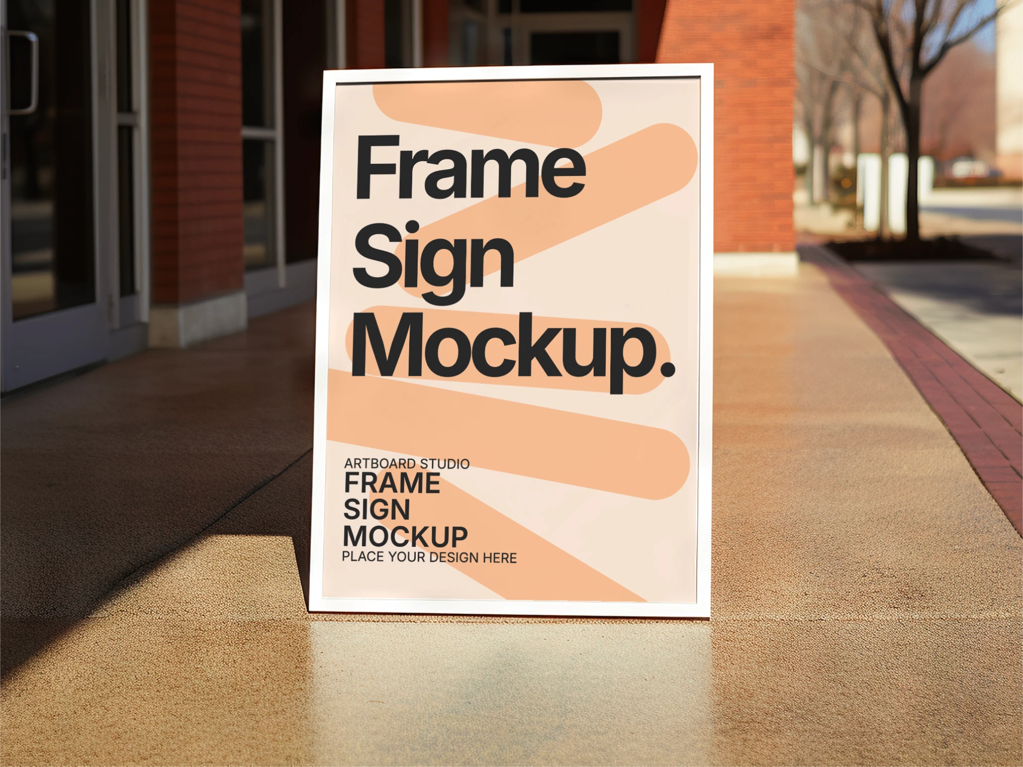 A frame sign mockup outdoor