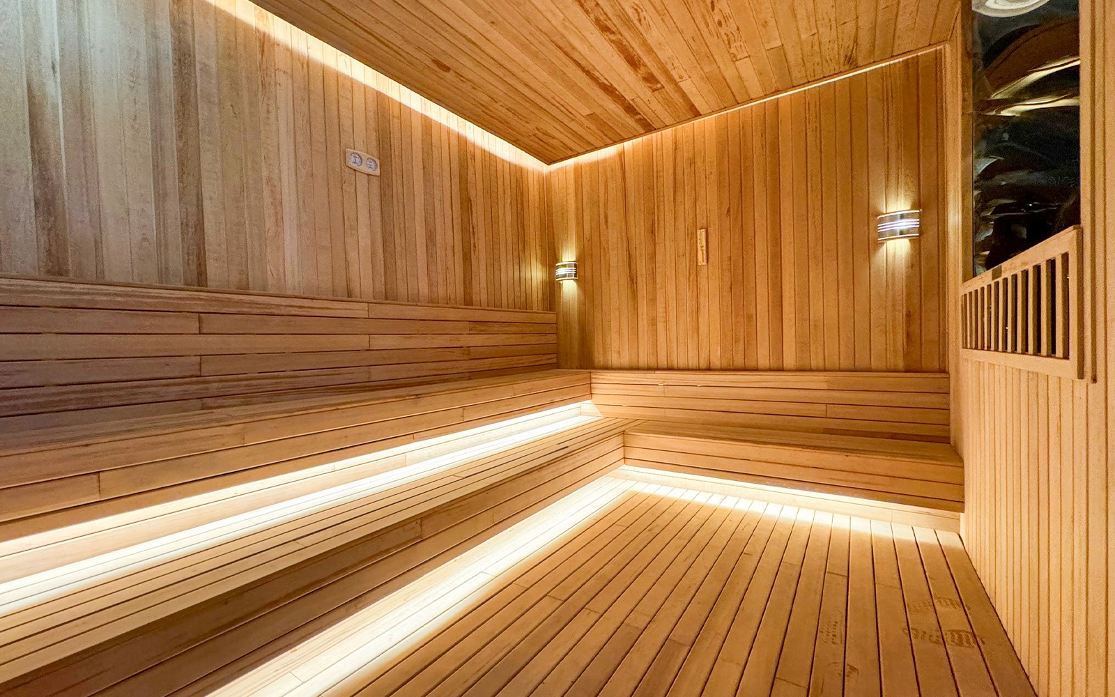 Aqua field sauna interior at VinPearl Harbour Nha Trang, Vietnam.