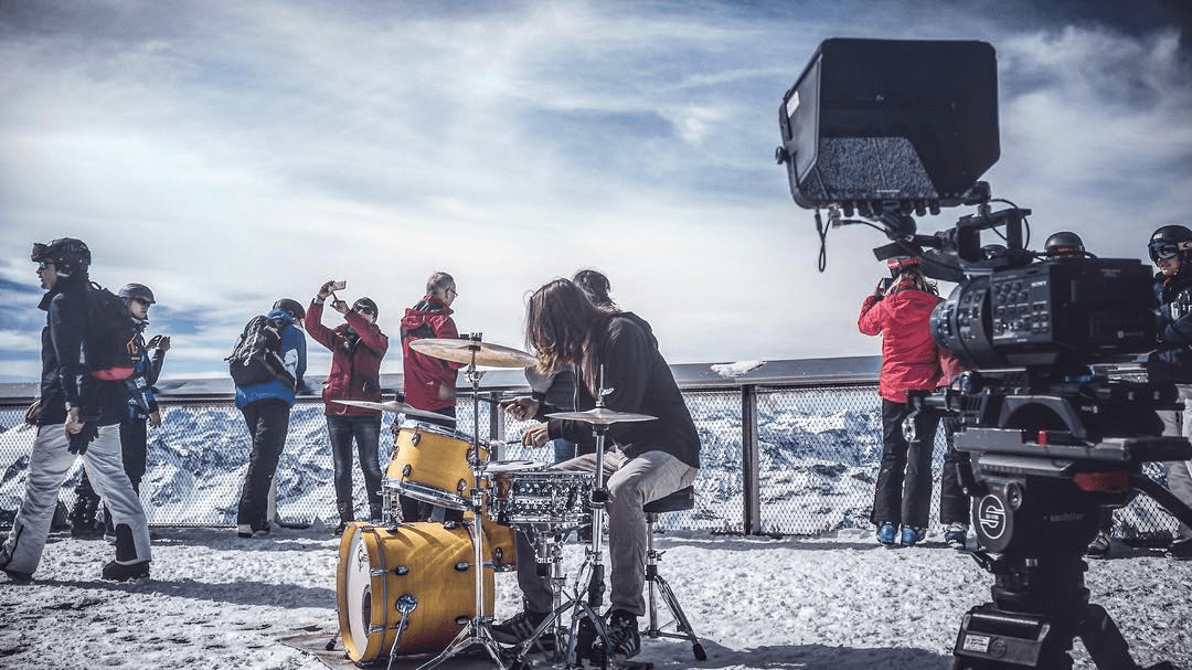 Riding a bicycle with V sign