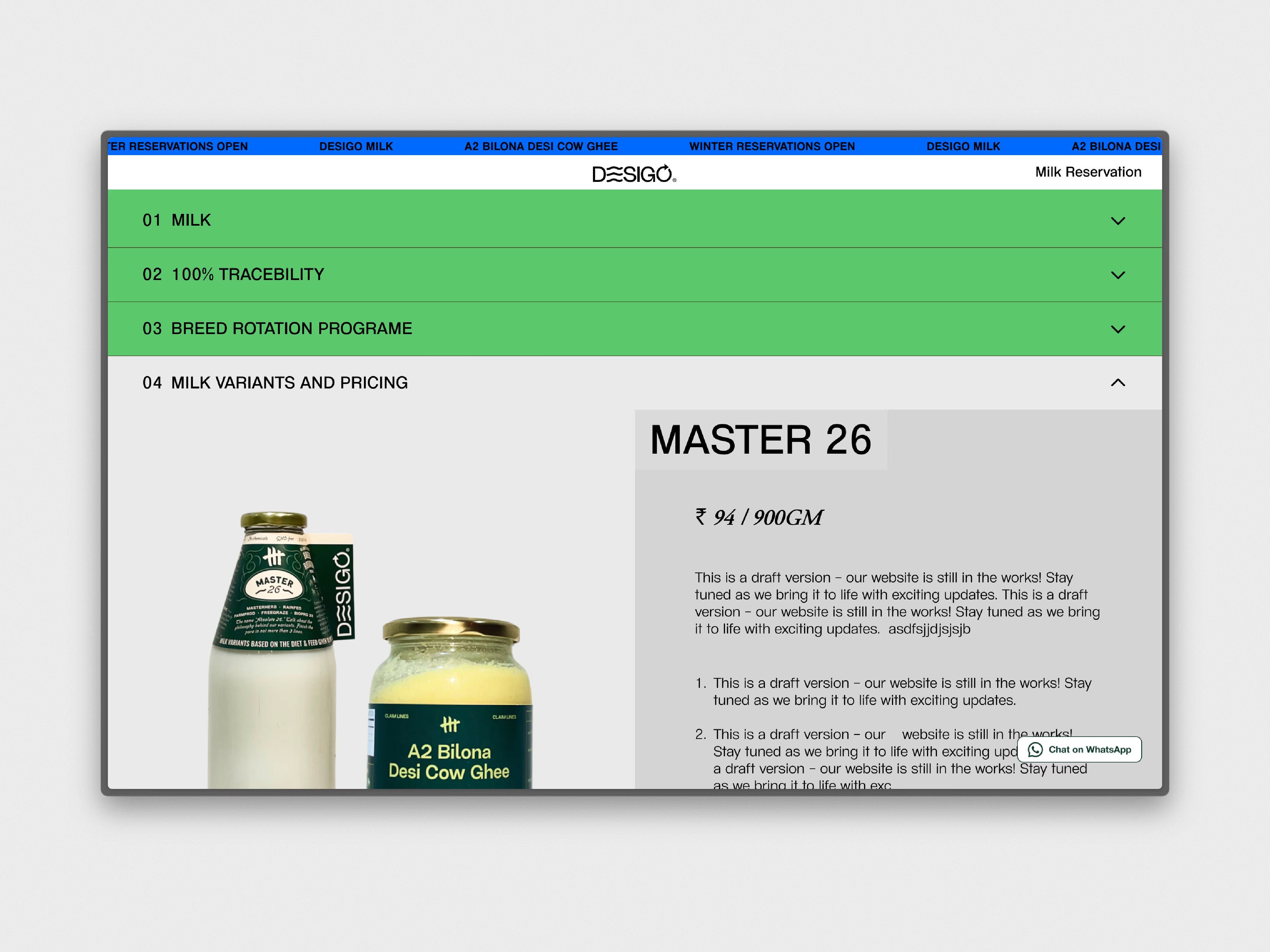 Kartik Galhotra | Desigo Milk | Sloth Thinkers | Collaborated with Sloth Thinkers’ designers to craft a visually stunning, high-impact website experience that showcases Desigo Milk’s journey, process, and premium dairy offerings.