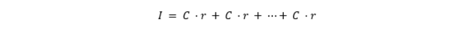 intérêts proportionnels I = C * r + C * r ... + C * r = n * C * r