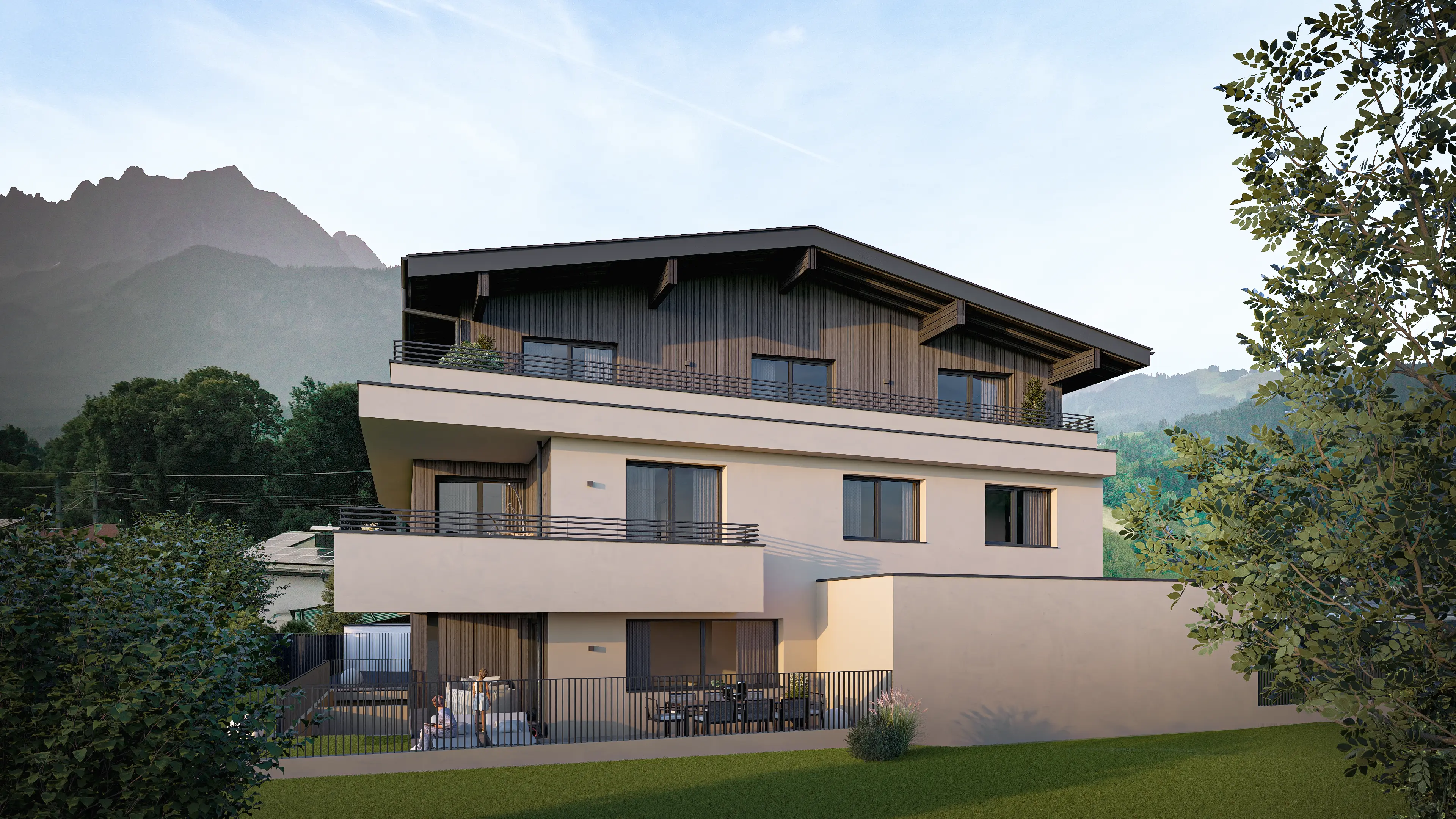 Mehrfamilienhaus im modernen Chaletstil in St. Johann – hochwertige Immobilie in bester Lage mit Alpenblick.