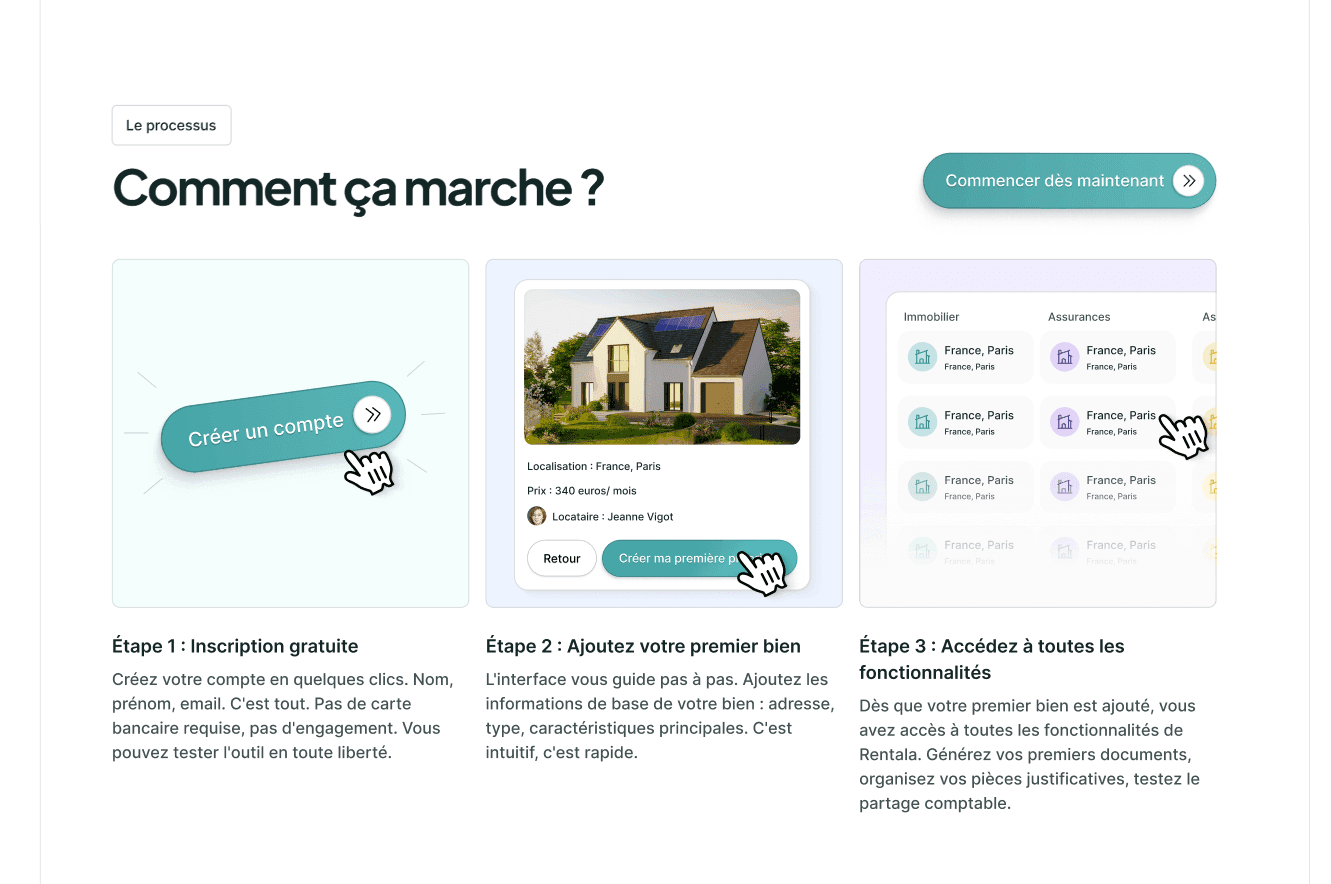 Section processus du site de Rentala