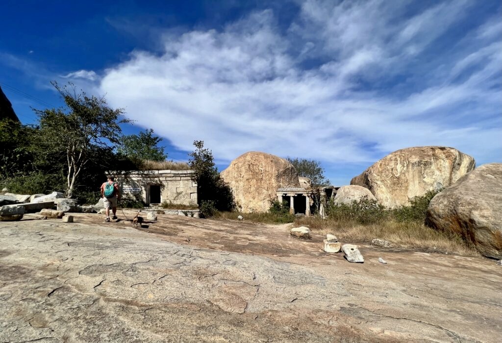 Stone structures and boulders on top of the hill at Avani