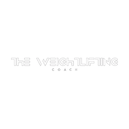 The Weightlifting Coach Logomark - the word is speled out in a modern font with som chunks missing